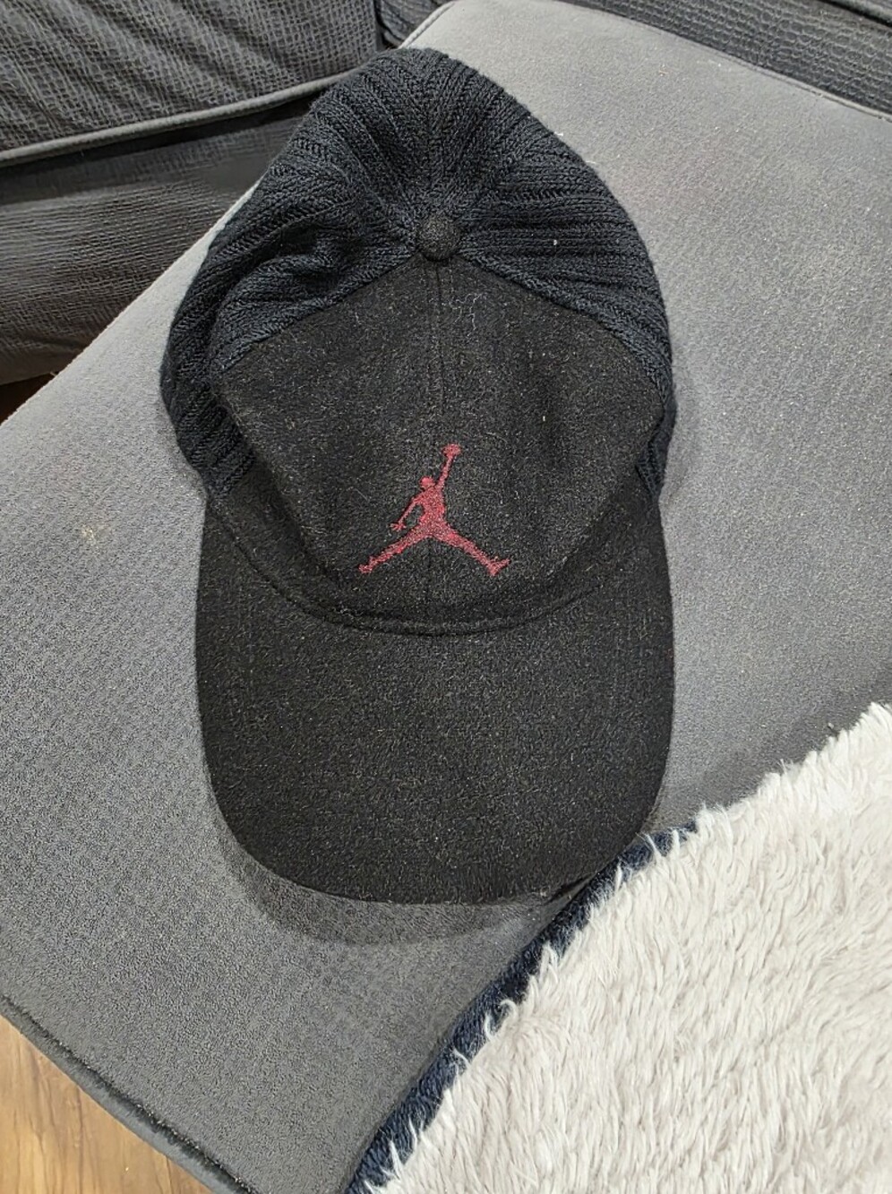 Jordan Black Cap with Red Jumpman Embroidery